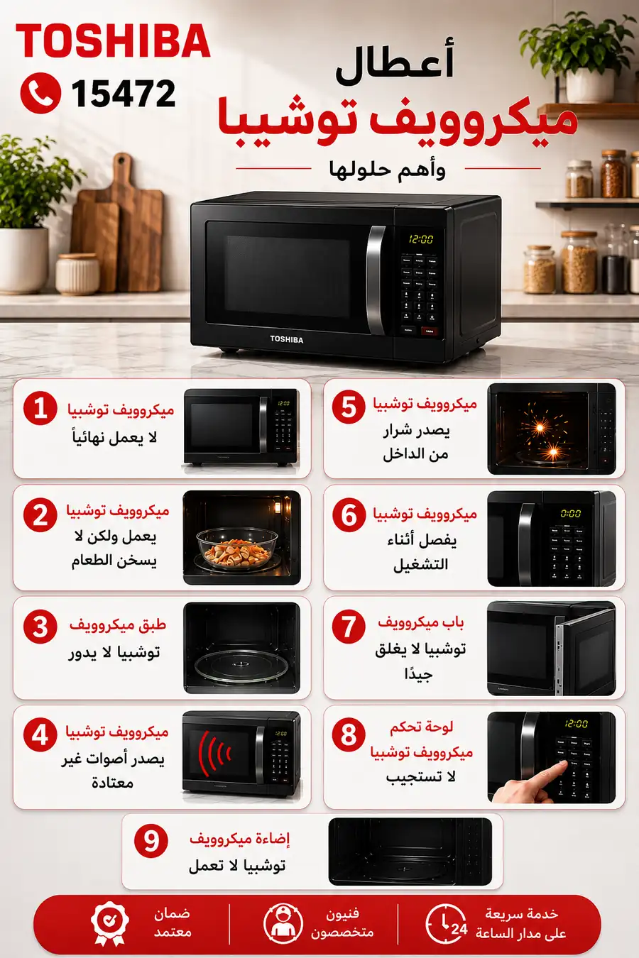 اعطال ميكروويف توشيبا وطرق التعامل معها